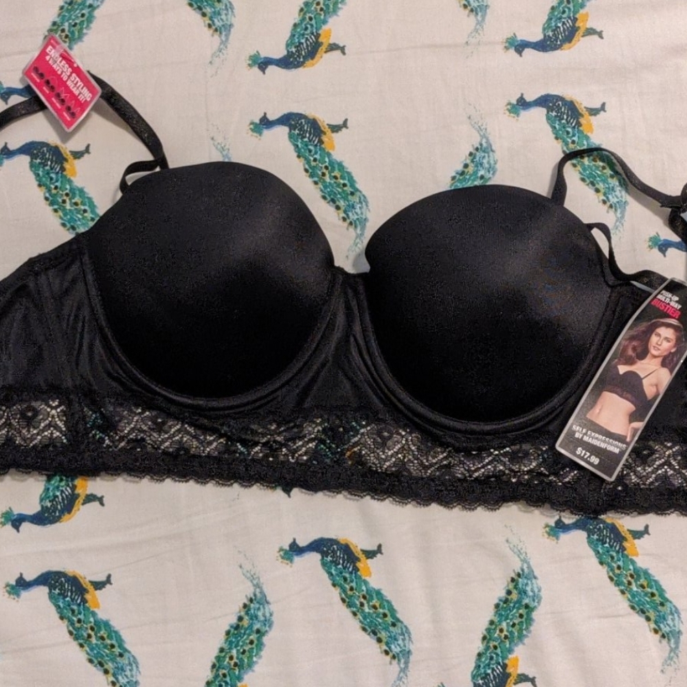 NWT Black Push-up Multi-way Bustier